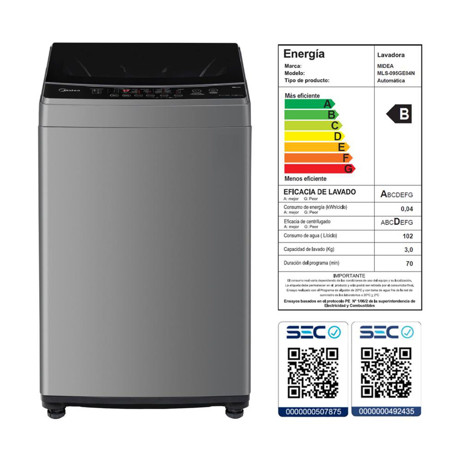 Lavadora Midea MLS-095GE04N / 9.5 Kg image number 8.0